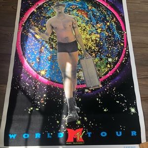 Vintage Dennis Rodman MTV World Tour Poster Black Light Felt